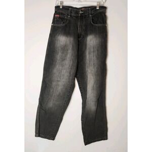 Southpole Y2K Vintage Wide Leg Baggy Jeans Red Tab Mens Size 32 Faded Black Grey